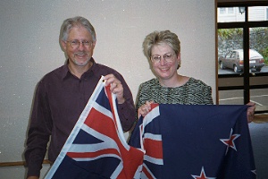 Julie with Pastor Andrew Martin of Valley Road Church in Auckland, NZ