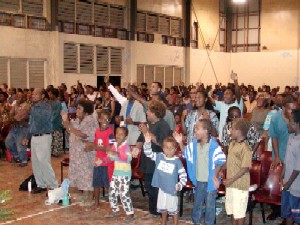 Overflow crowds in the conference meetings