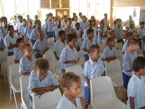 School children enjoy a visit from YMG team members