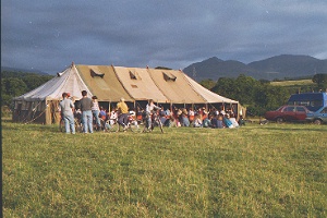 Tent meeting in the mountains of Wales