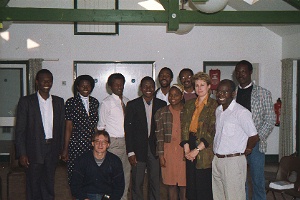 Julie with members of International Christian Fellowship in Wye, Kent, England
