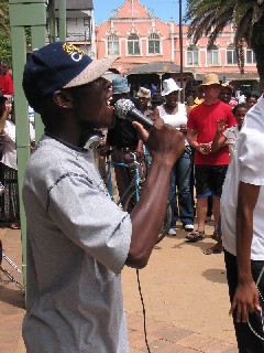 Young man rapping the gospel